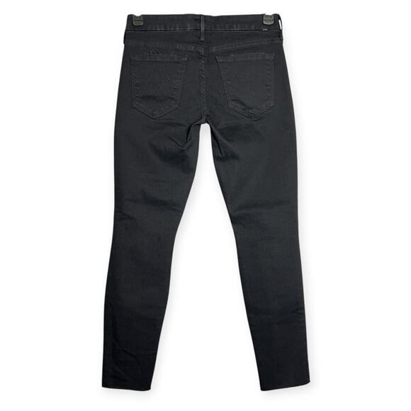 MOTHER Looker Ankle Fray Skinny Jeans SIZE 28 Guilty as Sin Black Distress Denim - Picture 2 of 15
